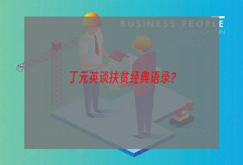 丁元英谈扶贫经典语录？