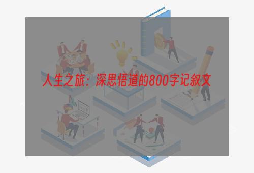 人生之旅：深思悟道的800字记叙文