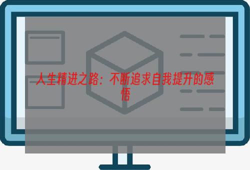 人生精进之路：不断追求自我提升的感悟