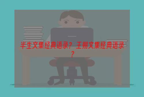 半生文集经典语录？ 王朔文集经典语录？