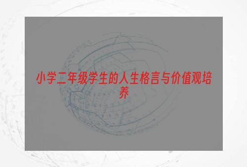 小学二年级学生的人生格言与价值观培养