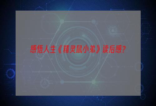 感悟人生《精灵鼠小弟》读后感？