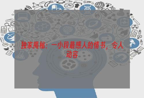 独家揭秘：一小段最感人的情书，令人动容