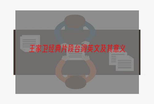 王家卫经典片段台词英文及其意义