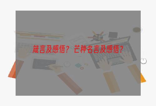 箴言及感悟？ 芒种名言及感悟？