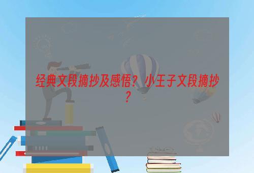 经典文段摘抄及感悟？ 小王子文段摘抄？