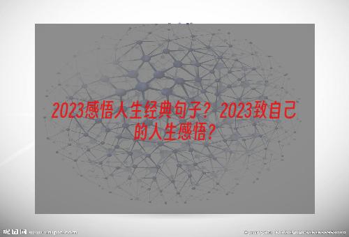 2023感悟人生经典句子？ 2023致自己的人生感悟？